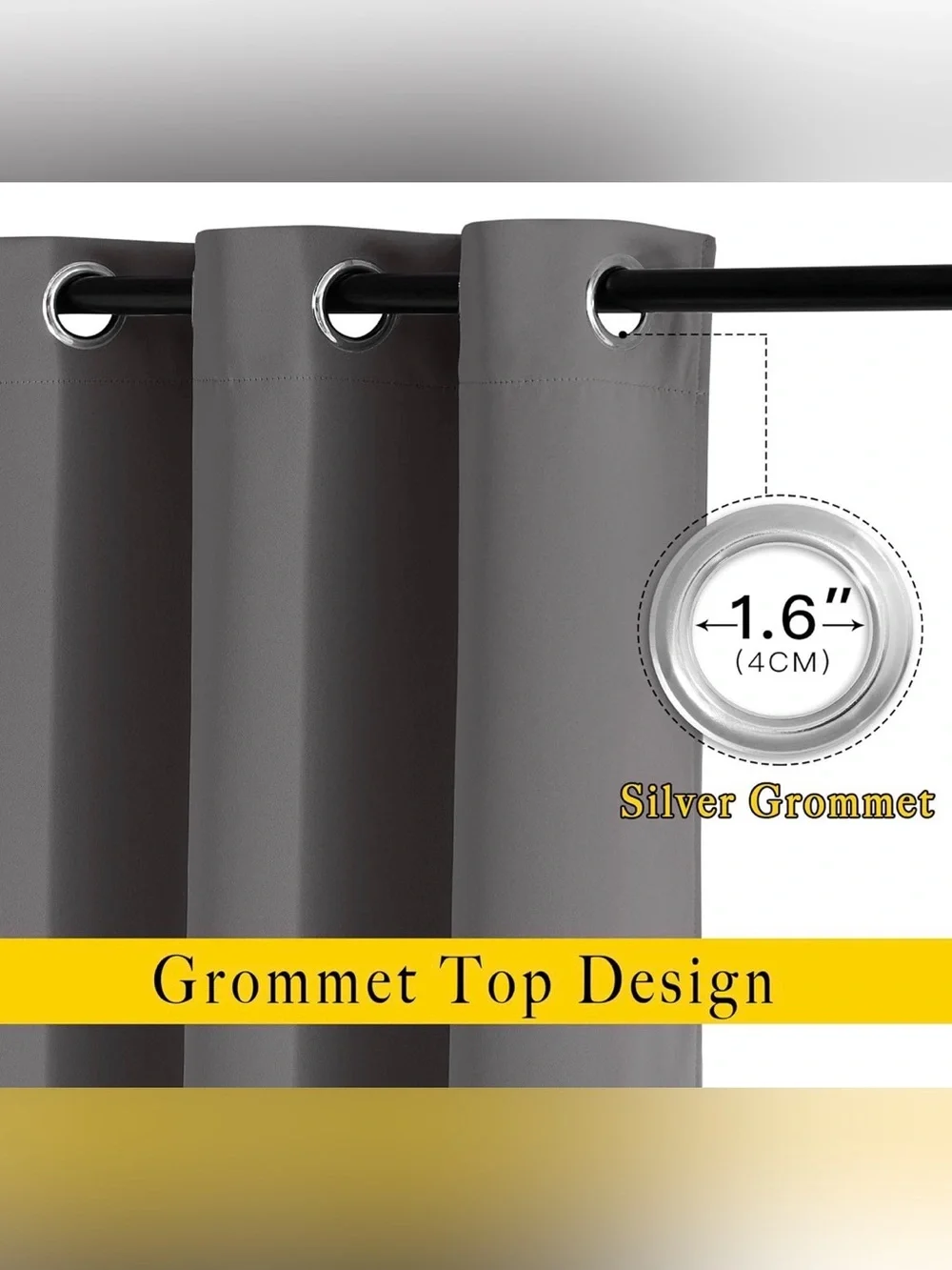 NICETOWN Blackout Curtains 52x84 Gray Grommet Thermal 2 Panels